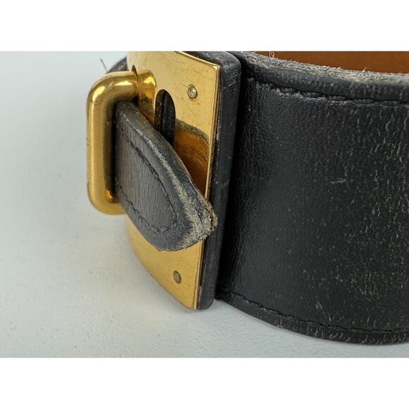 HERMES Intense Leather Bracelet Black Gold Hardware - Picture 9 of 10